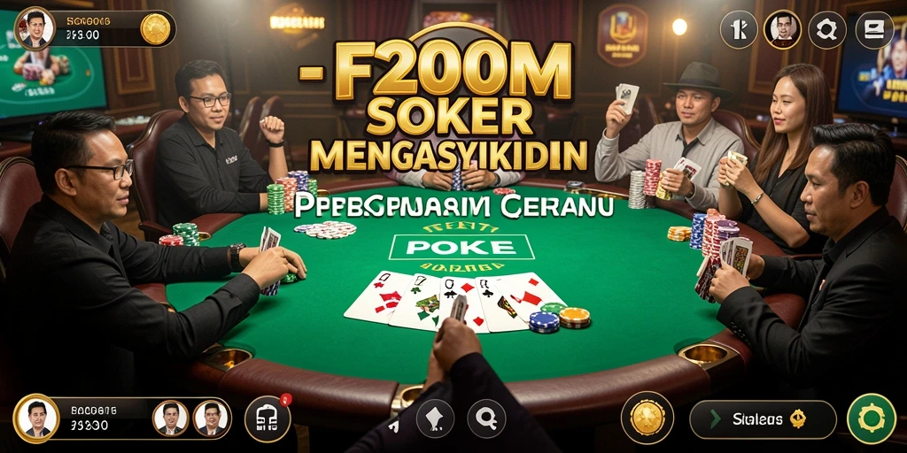Screenshot F200M menunjukkan pemain terlibat dalam pertandingan Poker yang seru.