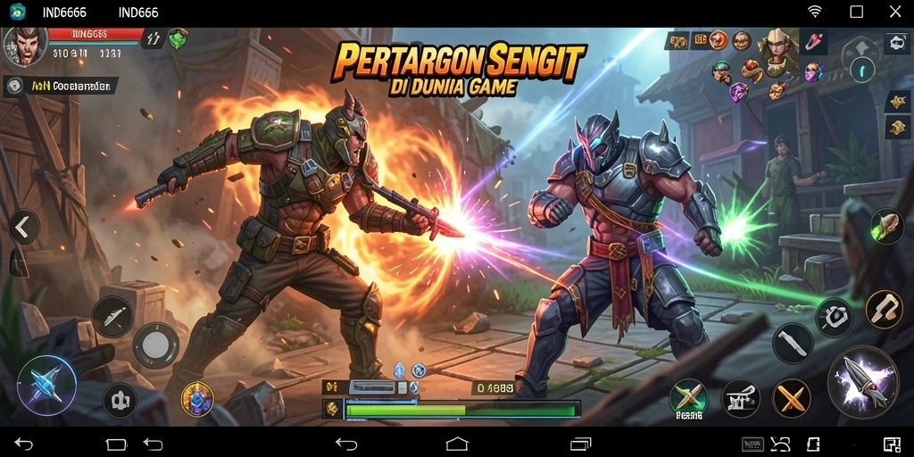 Screenshot menampilkan aksi pertarungan sengit dalam IND666.