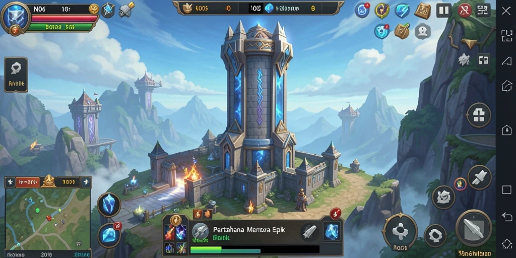 Screenshot gameplay menampilkan strategi Tower Defense yang menegangkan.